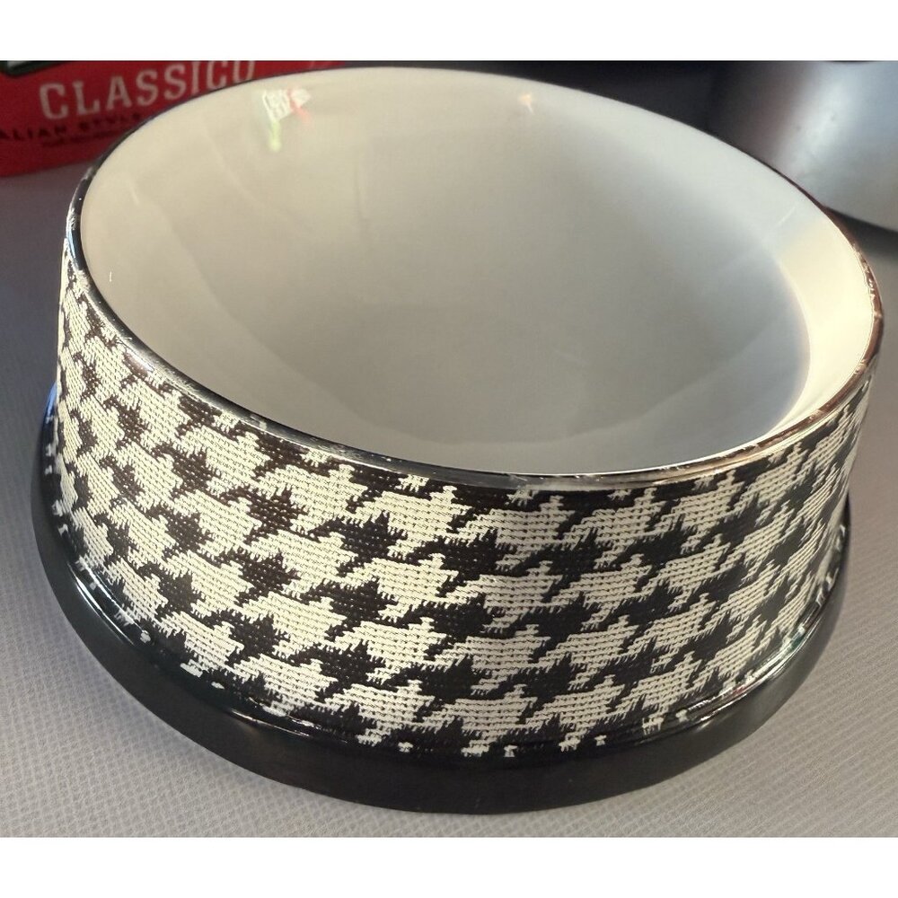 Sherpa Pet 5"x 2.25" Round Black White Tweed Dog/Cat Food Water Pet Bowl Jazzy - Picture 2 of 8